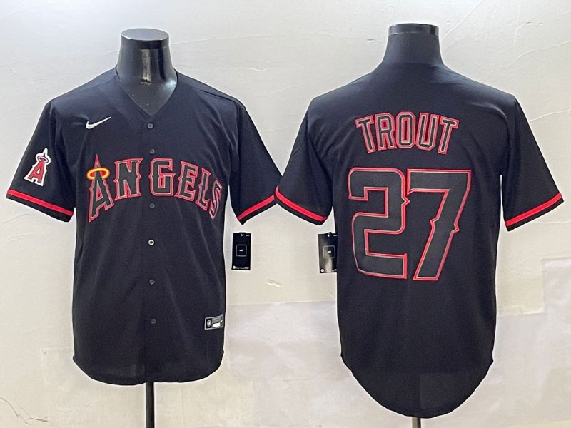 Men Los Angeles Angels #27 Trout Black Game 2025 Nike MLB Jersey style 6